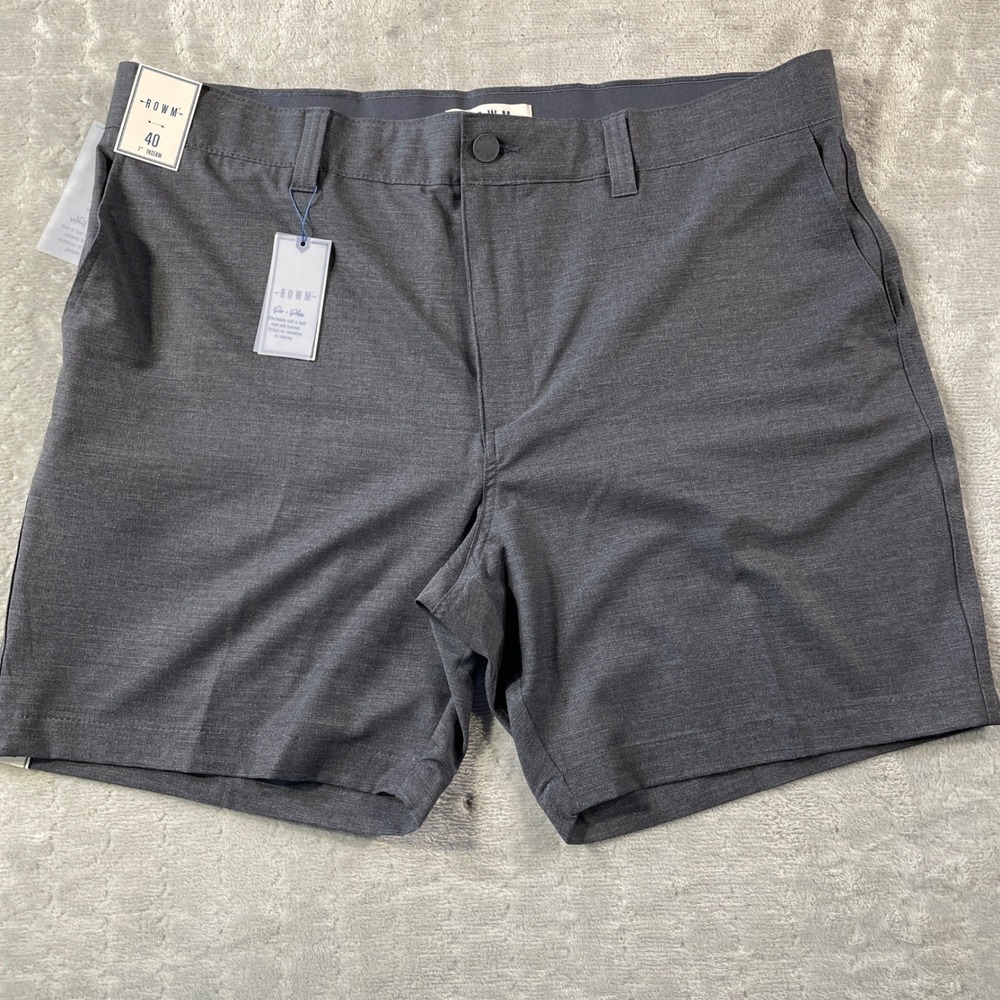 ROWM Chino Shorts Mens 40 Gray Vacation‎ Resort 7" Stretch Light Golf Preppy